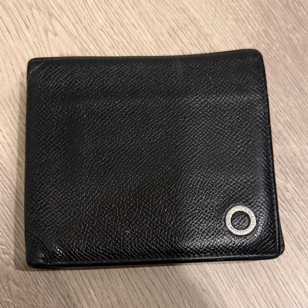 Bvlgari Black Leather Bifold Wallet